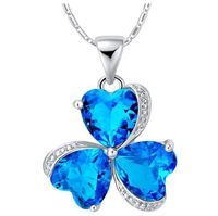 Wholesale Luckyshine sterling silver Necklaces Unique charm Sparkling Swiss Blue Topaz Pendant Necklaces For Lady Free And Fast Shipping