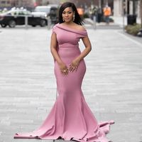 Wholesale 2020 African Satin Bridesmaid Dresses Dusty Pink Mermaid Spring Summer Countryside Garden Formal Wedding Party Gowns Plus Size Custom Made