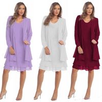 Wholesale Lavender Plus Size Mother Of The Bride Groom Dresses Burgundy Chiffon Long Sleeve Wedding Party Guest Evening Gowns FS3580
