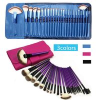 Wholesale 3colors Professional blue Makeup Brushes MakeUp Brush Kit Women Beauty Tools Set with PU Leather Bag Case