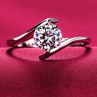 Wholesale High quality new desigin luxury Women girls Sterling silver S925 CZ diamond wedding engagement rings Anillo large stone love jewelry