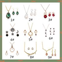 Wholesale Europe And The United States Cross Border New Fashionable Style Set Diamond Necklace Earrings Jewelry Set Design Jewelry Set