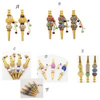Wholesale IN STOCK Gold Smoking Pipes Mouthpiece Tips Hookahs Mouth Cigarette Diamonds Fashion Handmade Pipe Filter Tip
