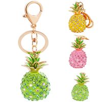 Wholesale Pineapple Bling Crystal Rhinestone Keychain Phone Charms Key Chain Handbag Pendant Metal Keyring Gift