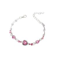 Wholesale Elegant Women Bracelets Topaz Heart Bracelet Chain Colors Lovers Sign Silver Crystal Diamond Chain Best Gift