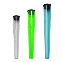 Wholesale 98mm pre roll plastic cone tube smoking rolling cigarette packaging doob tube clear black white blue green red color custom label sticker