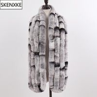 Wholesale Winter Women Knitted Real Rex Fur Scarf Natural Soft Long Style Rex Fur Muffler Lady Warm Genuine Scarves
