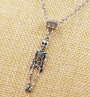 Wholesale HOT Fashion Vintage silver Medical Human Skeleton Charm Pendant sweater chain suitable Necklace DIY jewelry For Women Gift