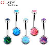 Wholesale Titanium G mm Opal Stone Curved Barbells internally threaded navel Belly button Rings piercing body jewelry