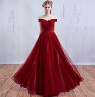 Wholesale 2020 New Fashion Dresses Red Wine Long Spring And Summer A Shoulder To Prom Evening Dresses Bridesmaid Halter Straps