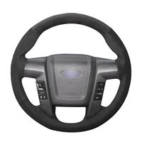 Wholesale DIY Black Suede Leather Car Steering Wheel Cover for Ford F150 F SVT Raptor Accessories Parts