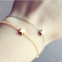 Wholesale Fashion Jewelry Simple Star Shape Silver or Gold colour Metal Plated Chain for Women Hand Bracelet Gift