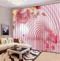 Wholesale Stereo Curved pink flower D Curtains for Living Room Bedroom Wedding room Drapes Custom size Decorative Curtain