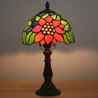 Wholesale 8 Inch Tiffany Pastoral European Vintage Dimming Table Lamp Study Bedside Light Children Room Fashion Creative Cafe Bar Sunflowers Bed Lamp