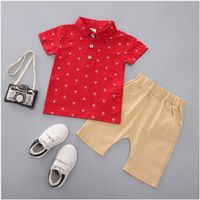 Wholesale Retail New Children Polo Shirt Anchor Printed Little Boy s Suit Kids Short Sleeve T shirt Shorts Sets Baby Boy Summer Outfits