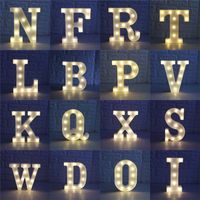 Wholesale 26 Letters and numbers White LED Night Light Marquee Sign Alphabet Lamp Bedroom Wall Hanging Decor D4