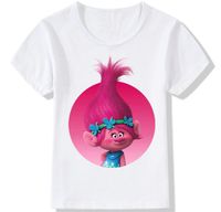 PCLOUD Childrens Trolls Printed Pure Color Leisure Short Sleeved T-Shirt