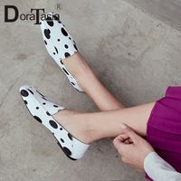 Wholesale DORATASIA Brand New Big Size Polka Dot women s Horsehair Loafers Shoes Woman Casual Party Office Spring Autumn Flats