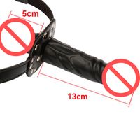Wholesale Leather Double Headed Dildo Mouth Gag Fetish Harness Apertural Plug Sexy Adult Penis Multi function Oral Fixation stuffed SM Bonda