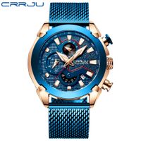 Wholesale 2020 CRRJU Men Watches Fashion Military Chronograph Wristwatch Casual M Waterproof Sport Quartz Watch Mens Clock Relogio Masculino