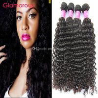 Wholesale Glamorous Virgin Hair Weaves Pieces Brazilian Deep Wave Hair Bundles Cheap Peruvian Indian Malaysian Human Hair Extensions for black women