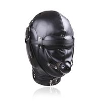 Wholesale Sex Fetish for Couples Masks Hood Mouth Ball Plug Party Mask Cosplay Slave Punish Headgear Harness Belt Adult Game J10