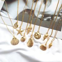 Wholesale Fashion Gold Color Alloy Cowrie Shell Necklace for Women Conch Chain Pendant Necklace Summer Jewelry Starfish Collar