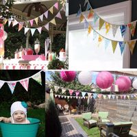 Wholesale 12 Flags m Fashion Cotton Fabric Bunting Pennant Flags Banner Garland Personality Birthday Home Party Decoration Accessories