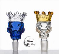 Wholesale Glass Bowl Skull With Crown Large Size Glass Slide Herb Holder mm mm male Smoke Accessory For Glass Bong