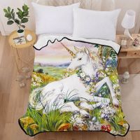 Wholesale Unicorn Printed Blanket for Girl Cartoon Fanstay Painted Peaceful Soft Throw Blanket D Artistic Beautiful Bedspread