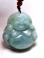 Wholesale Natural Jade Hand Carved Natural Burmese Emerald Buddha Pendant Rope Necklace