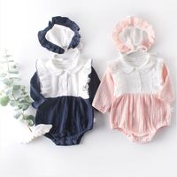 Wholesale Baby Girls Clothes Kids Patchwork Clothing Sets Rompers Ruffle Hats Suits Summer Breathable Jumpsuits Fashion Bodysuit Onesies AYP310