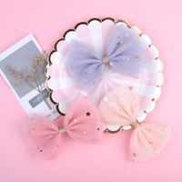 Wholesale Hot Selling Fancy Princess Lace Hair Clips With Bling Stars For Girls Glitter Knot Hairs Bows Kids Hair Accessory