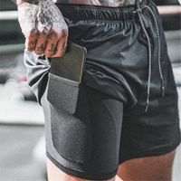 Wholesale 2020 Men Sports Gym Compression Phone Pocket Wear Under Base Layer Short Pants Athletic Solid Tights Shorts Pants