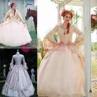 Wholesale 2019 Pink Gothic Wedding Ball Gown Vintage s Style Victorian Chic Bridal Dresses Long Sleeve With Hooded Garden Wedding Dresses Custom