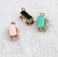 Wholesale 1 Lovely Cubic Bus Charms fit for DIY Phone Chain Bracelets Necklace Jewelry Enamel Charm Handmade Pendant C04