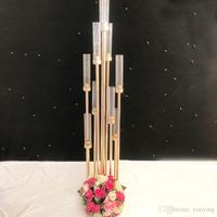 Wholesale Wedding Decoration iron and glass hotel table center pieces display wedding sign area road lead Heads