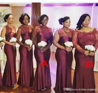 Wholesale 2019 Summer Spring Bridesmaid Dress Burgundy African Nigerian Country Garden Wedding Party Guest Maid of Honor Gown Plus Size Custom Made