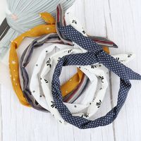 Wholesale Women Girls Iron Wire Printed Cloth Hair Band Rabbit Ear Wrapped Headband DIY Colorful Bow Headband Home Wash Face Hairband DH1391