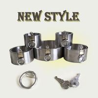 Wholesale New Arrival Sets BDSM Sm Sex Toys Luxury Stainless Steel Heavy Duty Collar Cuffs Fetter Thick Iron Locking Collar Mirror Polished