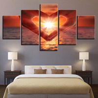 Wholesale Embelish Canvas Oil Paintings Sunrise Love Seaview HD Wall Art Posters Modern Home Decor Modular Pictures Living Room Pictures