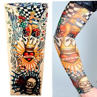 Wholesale Men Boy Outdoor Sports Seamless Nylon Tattoo Sleeves Printing Elastic Breathable Skins Fake Tattoo Arm Warmer Protective Sleeves DH0706