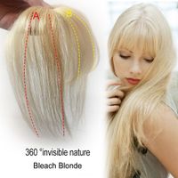 Wholesale Bleach Blonde Bangs Hair clip D Fringe Bangs Human Hair Topper Extension Clip In Crown Hairpiece for Women short angle Brown