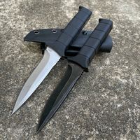 Wholesale New Arrival Survival Straight Knife quot DC53 Stone Wash Blade Full Tang Black G10 Handle Fixed Blade Knives With Kydex