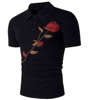 Wholesale Summer suit new personality rose print men s Lapel T shirt