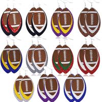 Wholesale Bling Faux Leather Dangle Earrings Multi Layer Football Earrings for Women Lightweight Novelty Ear Ornament for Daily Wear Party