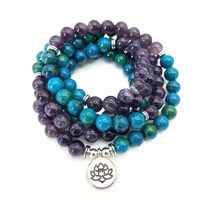 Wholesale Fashion Women bracelet Matte blue beads with Lotus OM Buddha Charm Yoga Bracelet mala necklace dropshippingOrder or more
