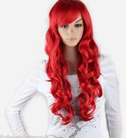 Wholesale WIG Hot heat resistant Party hair gt gt gt New Cosplay Party Fashion Red Bang Anime Long Wavy Curly Women Full Wigs