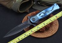 Wholesale Factory camping folding knife black quot blade blue steel aluminum handle quick open tactical survival knife fast delivery free