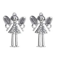 Wholesale 5pcs fashion flower fairy pendant antique silver color girl keychain charms for jewelry making findings mm